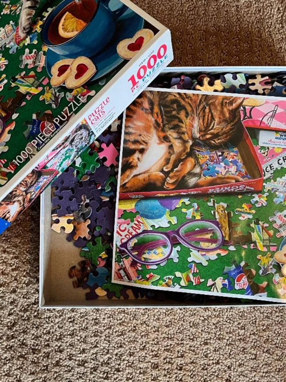 PUZZLE CATS BY JOELLE McINTYRE Complete WHITE MOUNTAIN 1000 pc + poster #1650